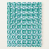 Blauwgroen met White Crochet Lace Pattern Planner (Achterkant)