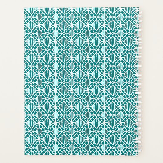 Blauwgroen met White Crochet Lace Pattern Planner (Achterkant)