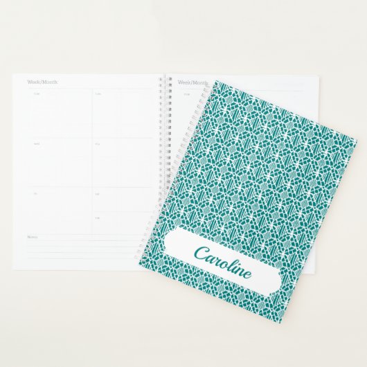 Blauwgroen met White Crochet Lace Pattern Planner (Display)