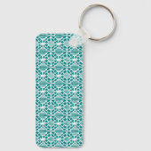 Blauwgroen met White Crochet Lace Pattern Sleutelhanger (Achterkant)