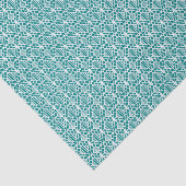 Blauwgroen met White Crochet Lace Pattern Tissuepapier (Detail)