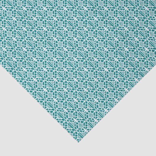 Blauwgroen met White Crochet Lace Pattern Tissuepapier (Detail)