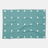 Blauwgroen met White Polka Dots Kitchen Towel Theedoek (Horizontaal)