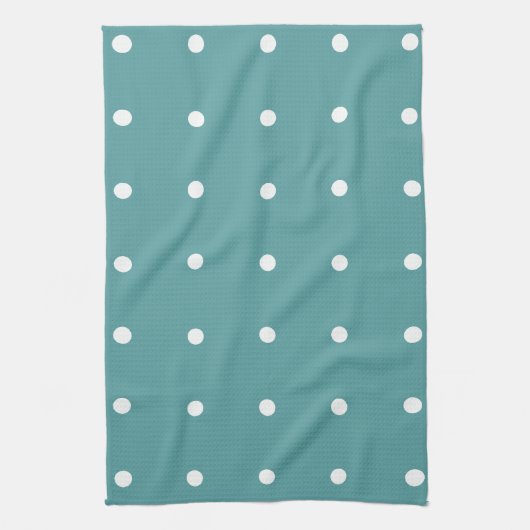 Blauwgroen met White Polka Dots Kitchen Towel Theedoek (Verticaal)