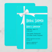 Blauwgroen met White Ribbon & Bow Vrijgezellenfees Kaart (Voorkant / Achterkant)