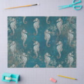 Blauwgroen met White Seahorse Decoupage Tissuepapier (Craft)