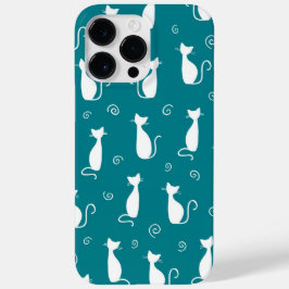 BLAUWGROEN MET WHITE SITE CAT PATTERN Case-Mate iPhone 14 PRO MAX HOESJE