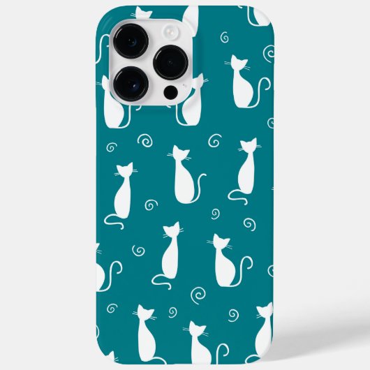 BLAUWGROEN MET WHITE SITE CAT PATTERN Case-Mate iPhone CASE (Achterkant)