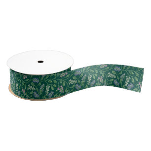 Blauwgroen met Wisteria Vines Floral Grosgrain Lint