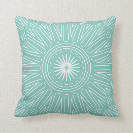 Blauwgroen met wit geometrisch Sierkussen