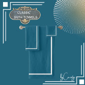 Blauwgroen met Witte Grens Bad Handdoek