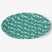 Blauwgroen met witte herten papier Borden Papieren Bordje (Gekanteld)