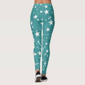 Blauwgroen met witte sterren leggings (Achterkant)