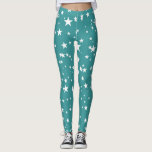 Blauwgroen met witte sterren leggings<br><div class="desc">Leggings</div>