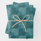 Blauwgroen met zwart en wit hart inpakpapier vel (In situ)