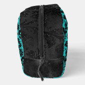 BLAUWGROEN MET ZWARTE SIERBLOEMEN TOILETTASJE (Rechts)