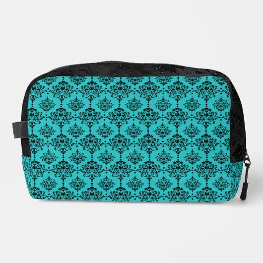 BLAUWGROEN MET ZWARTE SIERLIJKE DESIGN TOILETTASJE (Voorkant)