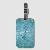 Blauwgroen metaalglitter Modern Glam Luxe Bagagelabel (Voorkant (verticaal))