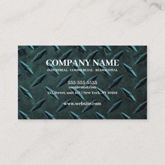 Blauwgroen metaaltextuur Custom Construction Worke Visitekaartje (Achterkant)