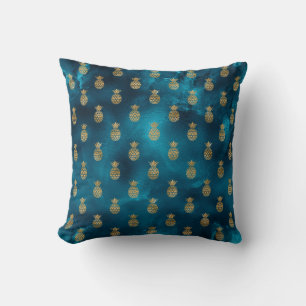 Blauwgroen metalen anananas Elegant Chic Kussen