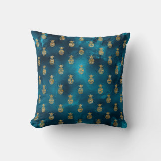 Blauwgroen metalen anananas Elegant Chic Kussen