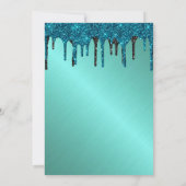 Blauwgroen metalen glitter Birthday Uitnodiging (Achterkant)