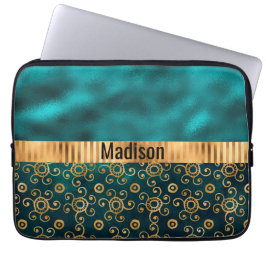 Blauwgroen metalen koek, speciaal aangepast elegan laptop sleeve