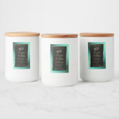 Blauwgroen metalen zwarte gelaatslabels voor glitt voedselcontainer etiket (Flessen)