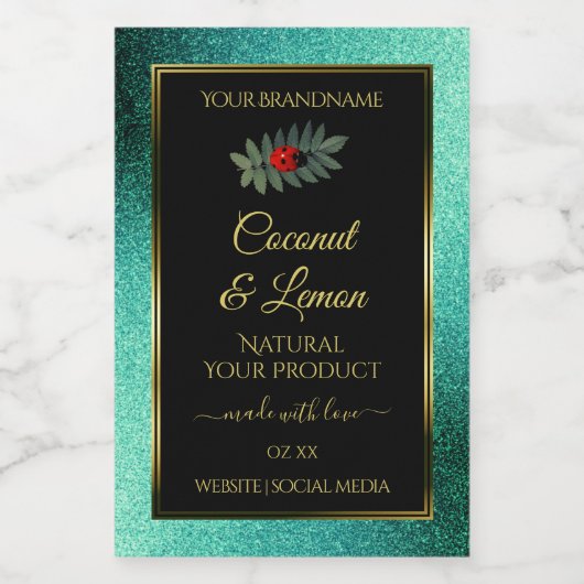 Blauwgroen metalen zwarte gelaatslabels voor glitt voedselcontainer etiket (Enkel label)