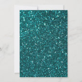 Blauwgroen metallic glitter sweet 16 uitnodiging (Achterkant)