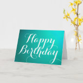 Blauwgroen Metallic Happy Birthday Kaart met beric (Gele Bloem)