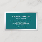 Blauwgroen Metallic Steel Horse Riding Instructor Visitekaartje (Achterkant)