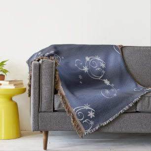 Blauwgroen metallisch, witte cirkels kerstmis deken