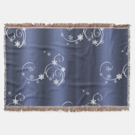 Blauwgroen metallisch, witte cirkels kerstmis deken