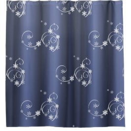 Blauwgroen metallisch, witte cirkels kerstmis douchegordijn