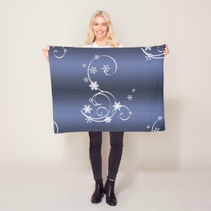 Blauwgroen metallisch, witte cirkels kerstmis fleece deken