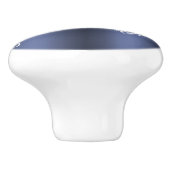 Blauwgroen metallisch, witte cirkels kerstmis keramische knop (Zijkant)