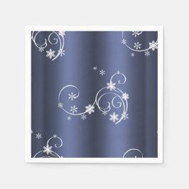 Blauwgroen metallisch, witte cirkels kerstmis servetten