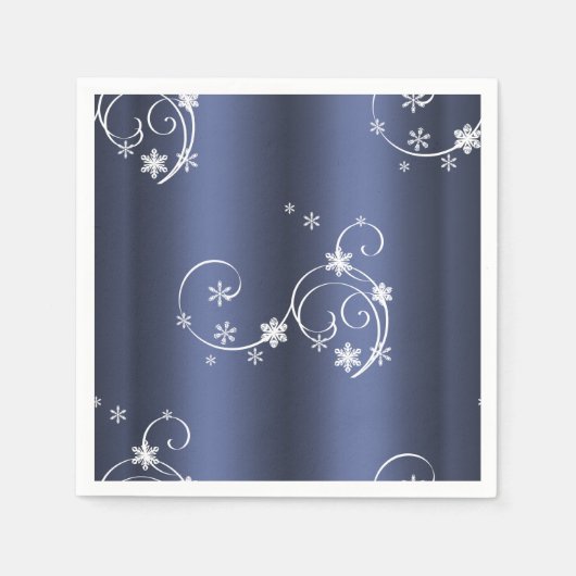 Blauwgroen metallisch, witte cirkels kerstmis servetten (Voorkant)