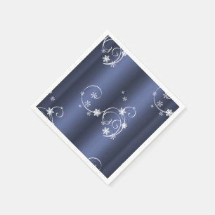 Blauwgroen metallisch, witte cirkels kerstmis servetten