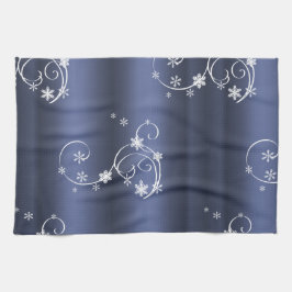 Blauwgroen metallisch, witte cirkels kerstmis theedoek