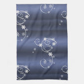 Blauwgroen metallisch, witte cirkels kerstmis theedoek (Verticaal)