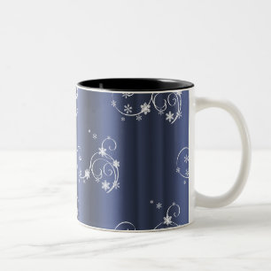 Blauwgroen metallisch, witte cirkels kerstmis tweekleurige koffiemok