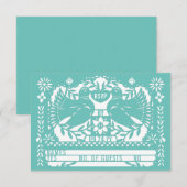 Blauwgroen Mexicaanse staart Doves Papel Picado RS Kaart (Voorkant / Achterkant)