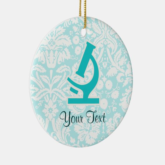 Blauwgroen microscoop; Cute Keramisch Ornament (Rechts)