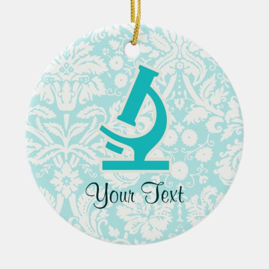 Blauwgroen microscoop; Cute Keramisch Ornament (Voorkant)