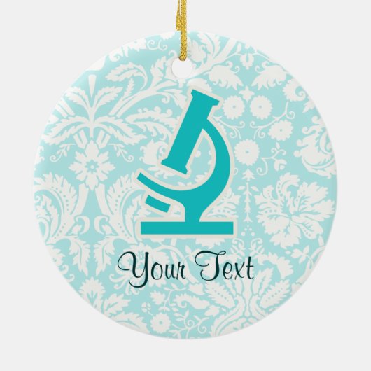 Blauwgroen microscoop; Cute Keramisch Ornament (Achterkant)