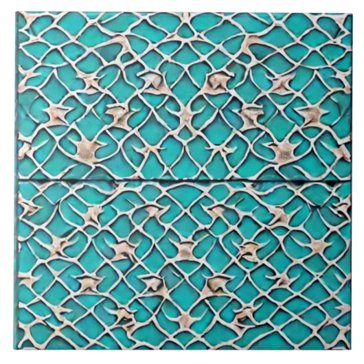 Blauwgroen middeleeuws kasteel geïnspireerd door a tegeltje (Voorkant)