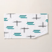 Blauwgroen middeleeuwse moderne strips en lijnen handdoek (Handdoek)