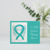 Blauwgroen milieubewust Briefkaart Ribbon Angel (Staand voorkant)